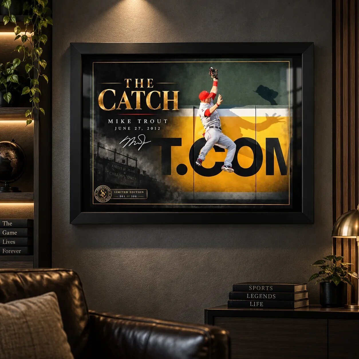 Mike Trout The Catch Baseball Wall Art Plaque with Signature