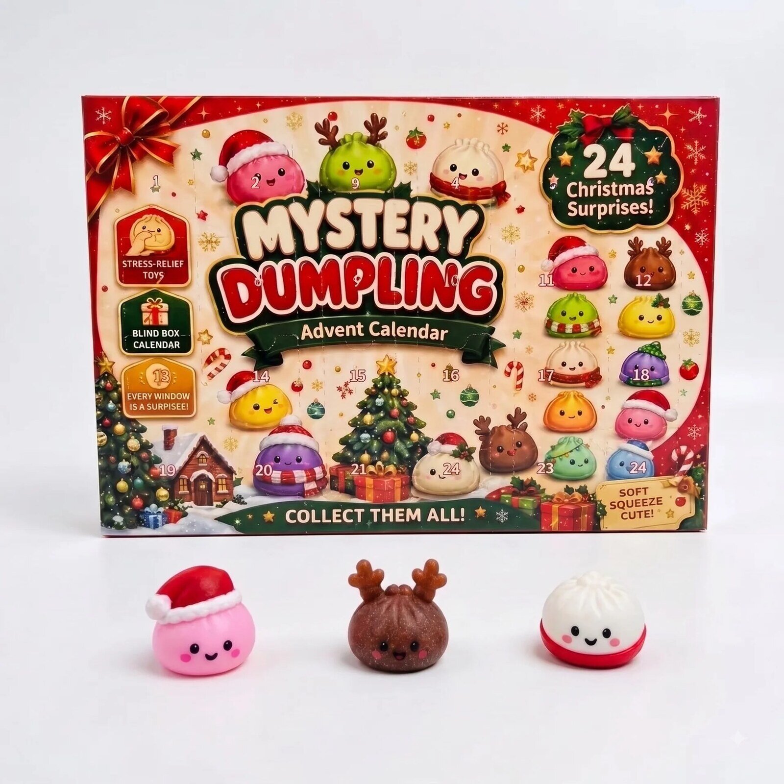 Mystery Dumpling Christmas Advent Calendar 24 Surprise Stress Relief Toys
