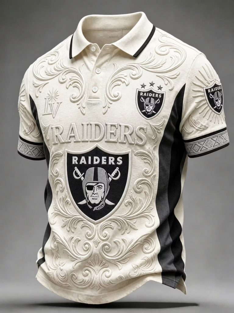 College GameDay Lainey Wilson Limited Edition T-Shirt 20 Las Vegas Raiders Embossed Cream and Black Football Polo Shirt