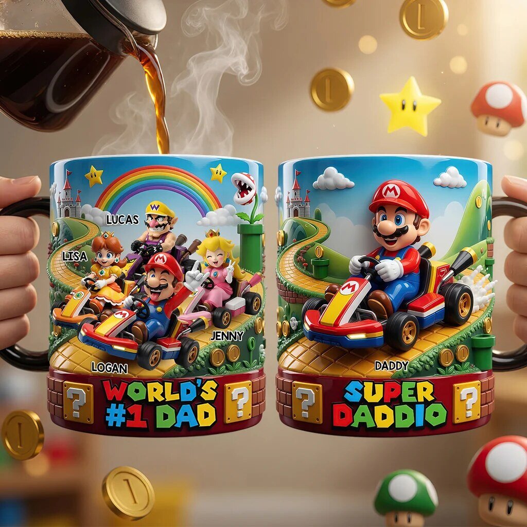 Super Mario Kart Racing Dad Magic Coffee Mug - Personalized Gift for Fathers 1 Super Mario Kart Racing Dad Magic Coffee Mug - Personalized Gift for Fathers