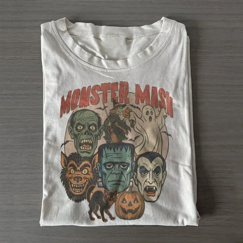 Monster Mash Spooky Season Halloween Retro Horror Characters T-Shirt