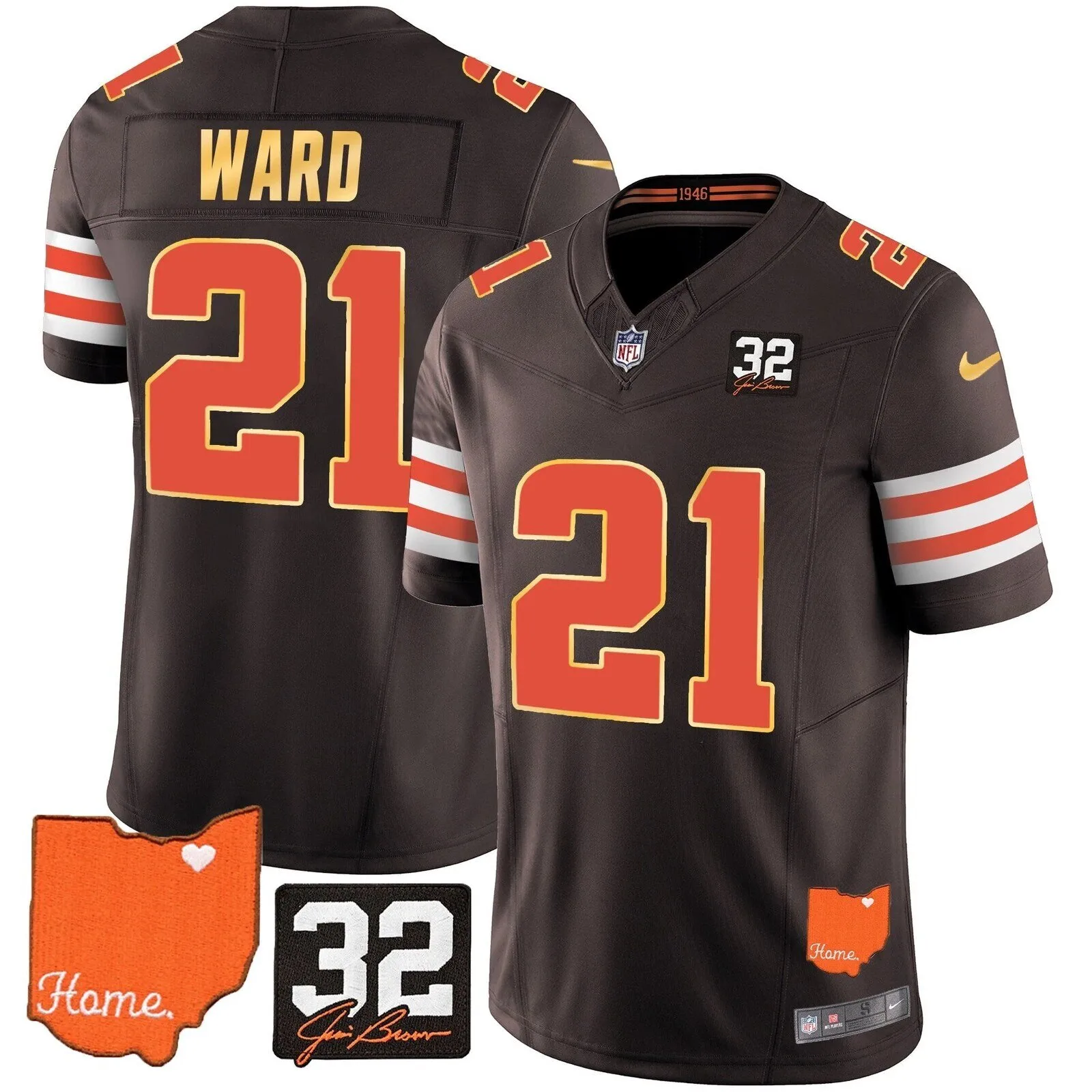 Cleveland Browns Deshaun Watson Home Patch Football Jersey 32 Cleveland Browns Deshaun Watson Home Patch Football Jersey