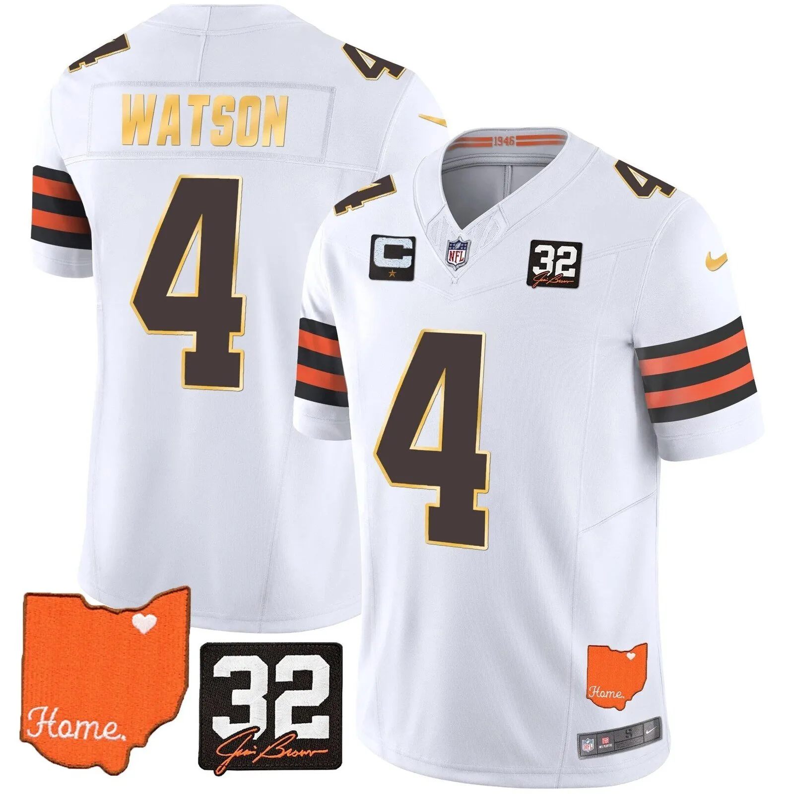Cleveland Browns Deshaun Watson Home Patch Football Jersey 34 Cleveland Browns Deshaun Watson Home Patch Football Jersey