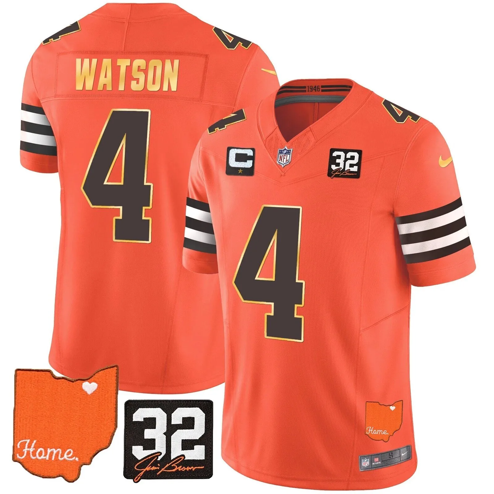 Cleveland Browns Deshaun Watson Home Patch Football Jersey 42 Cleveland Browns Deshaun Watson Home Patch Football Jersey