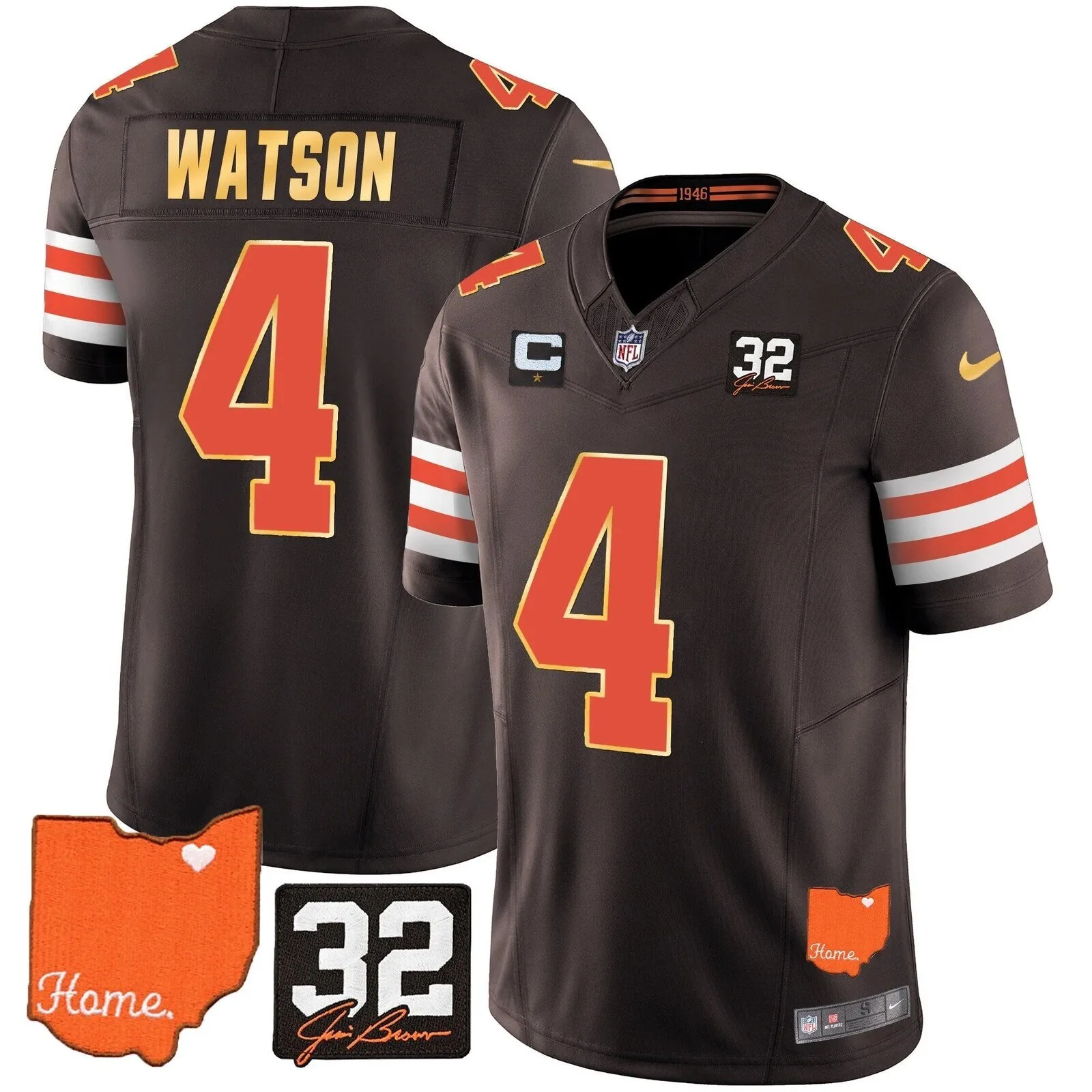 Cleveland Browns Deshaun Watson Home Patch Football Jersey 54 Cleveland Browns Deshaun Watson Home Patch Football Jersey