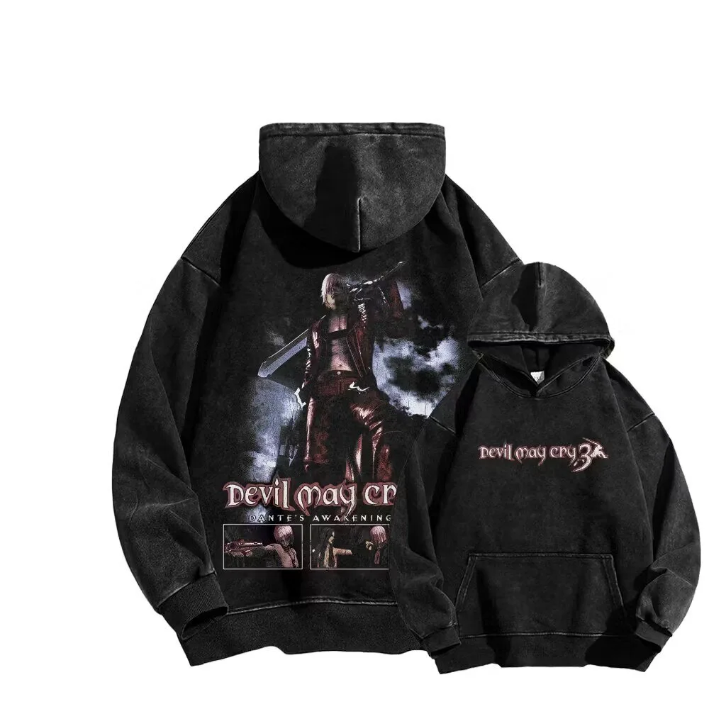Devil May Cry Dante's Awakening Washed Black Graphic Hoodie 1 Devil May Cry Dante