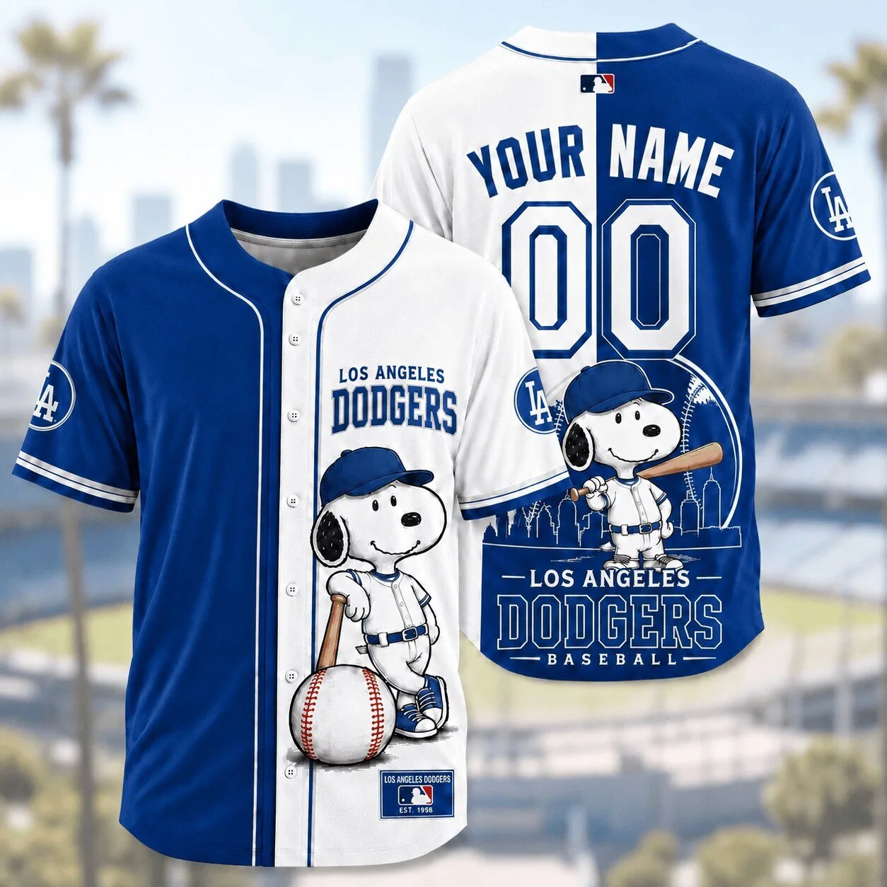 Los Angeles Dodgers MLB Baseball Snoopy Personalized Fan Jersey