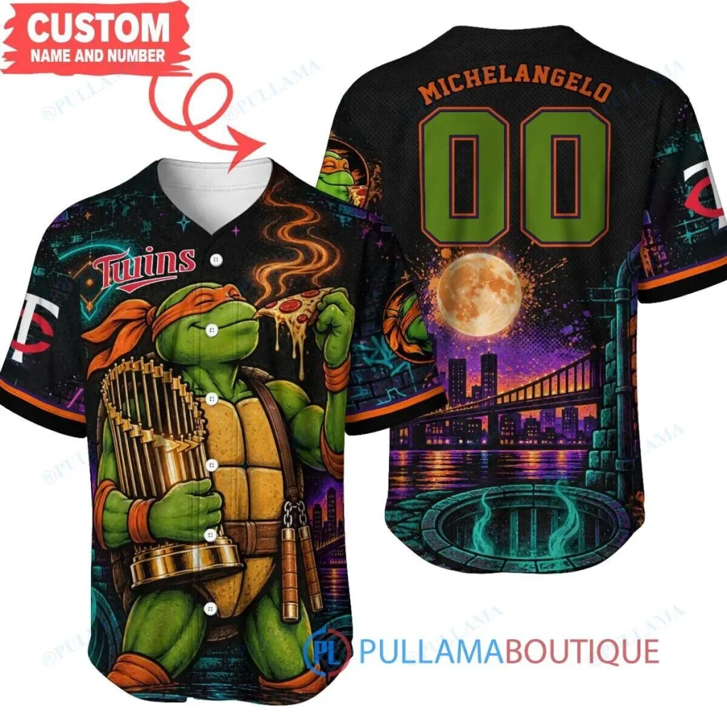 Minnesota Twins Teenage Mutant Ninja Turtles Michelangelo Baseball Jersey Minnesota Twins Teenage Mutant Ninja Turtles Michelangelo Baseball Jersey