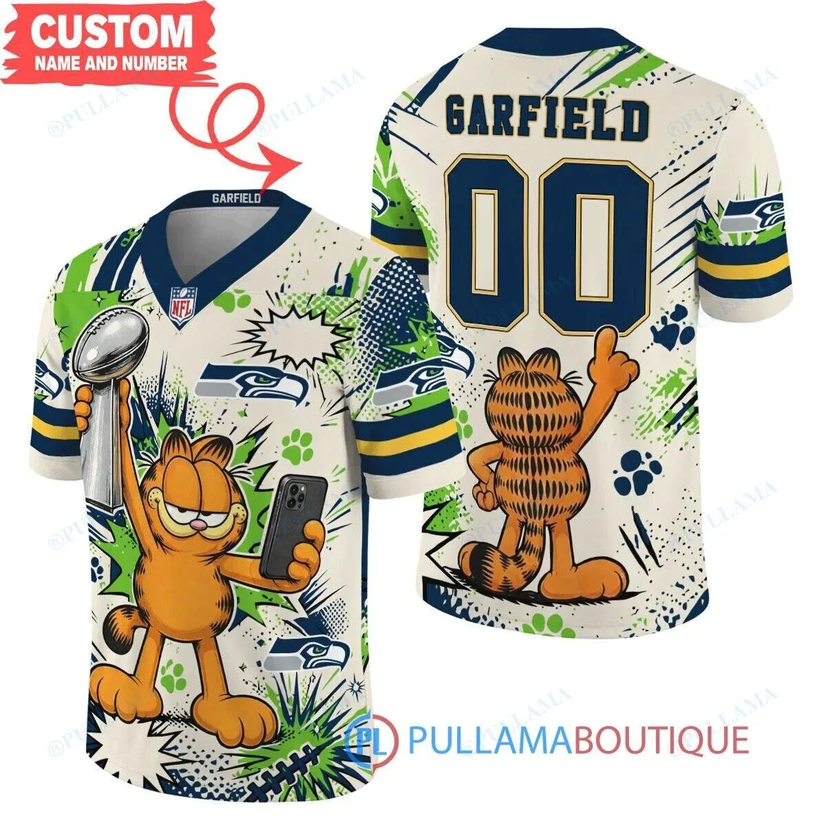 Garfield Seattle Seahawks Super Bowl Trophy Football Jersey