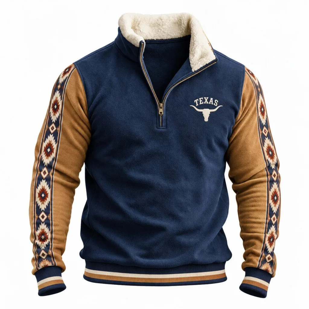 Texas Longhorn Half-Zip Fleece Sweatshirt with Faux Fur Collar Texas Longhorn Half-Zip Fleece Sweatshirt with Faux Fur Collar