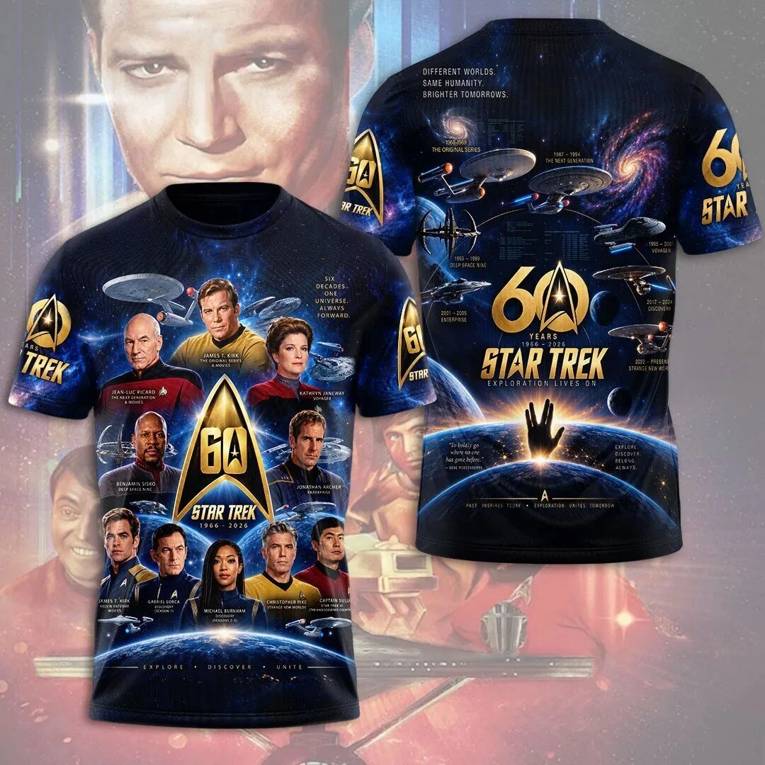 Star Trek 60th Anniversary Exploration Lives On Black T-Shirt