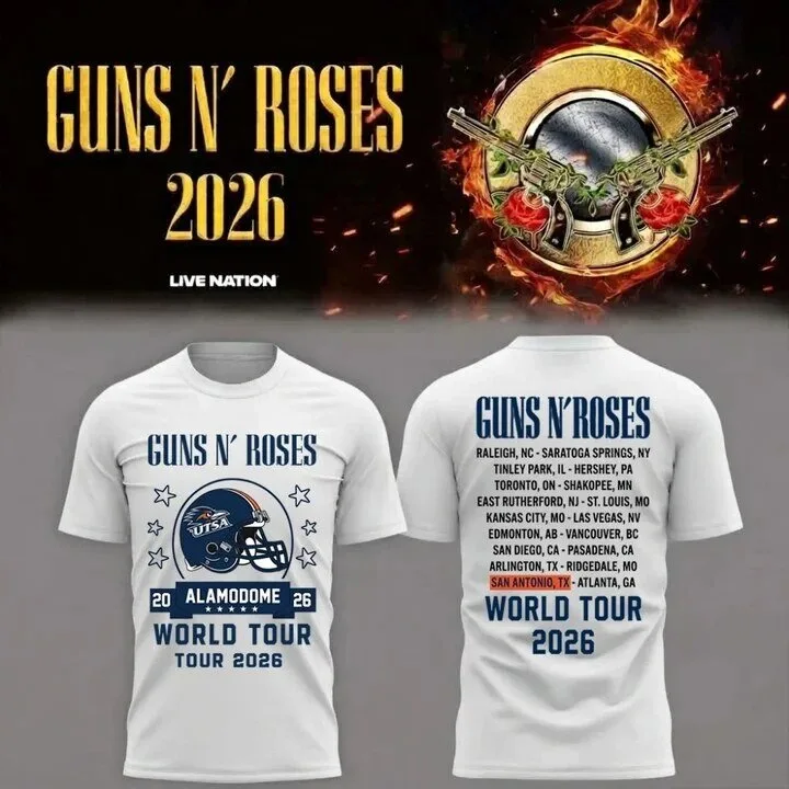 Guns N' Roses World Tour 2026 San Antonio Alamodome Concert T-Shirt