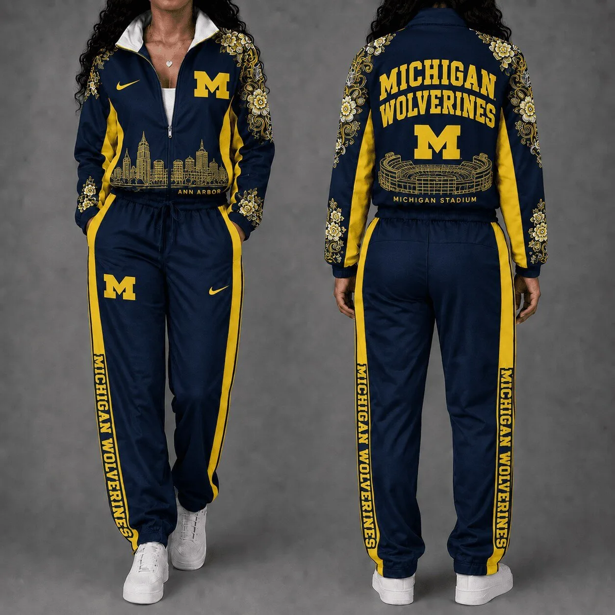 Michigan Wolverines Football Team Tracksuit Set with Stadium Design