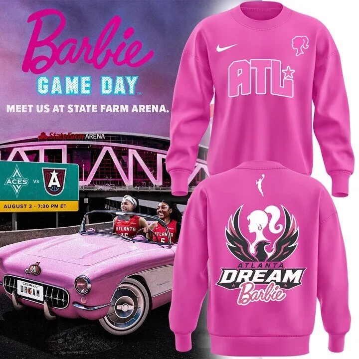 Pink Crewneck Sweatshirt for Game Day - Atlanta Dream Barbie Collection
