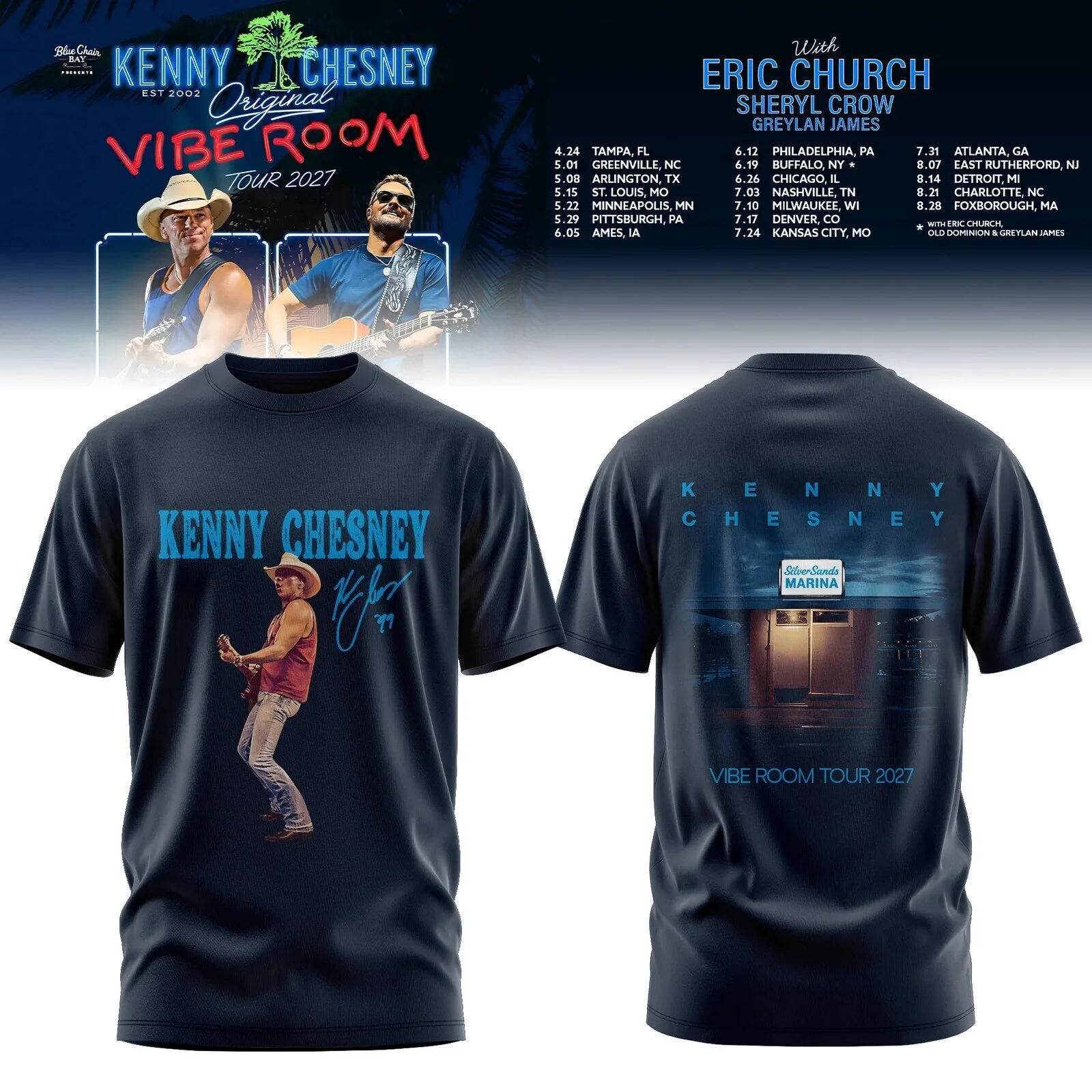 Kenny Chesney Vibe Room Tour 2027 Concert T-Shirt