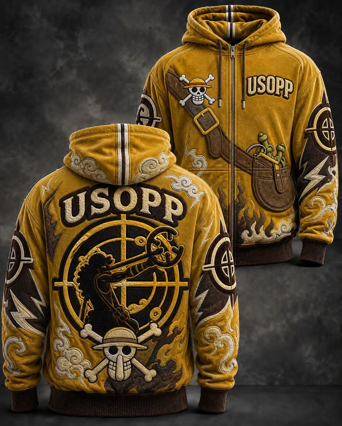 Usopp One Piece Pirate Graphic Full-Zip Hooded Sweatshirt