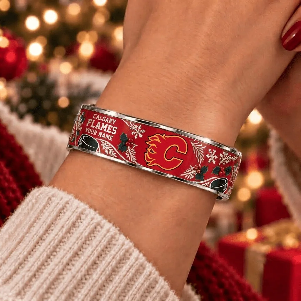 Calgary Flames Christmas Bracelet Personalized Hockey Team Fan Gift