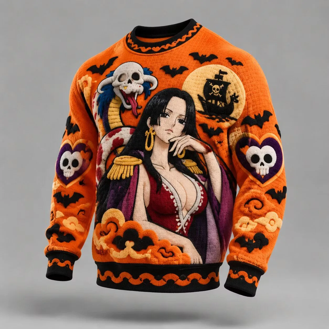 Boa Hancock One Piece Anime Character Graphic Knitted Pullover Sweater