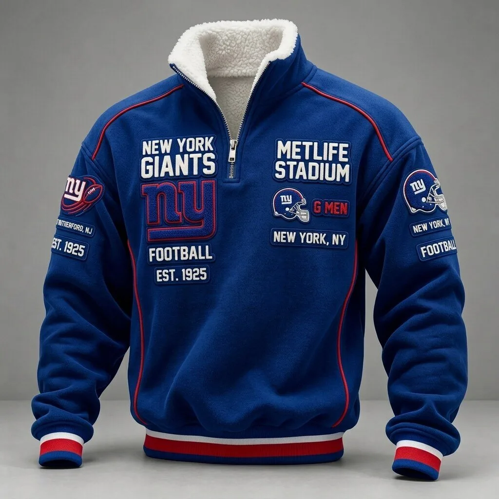 New York Giants Football MetLife Stadium Quarter-Zip Pullover Jacket