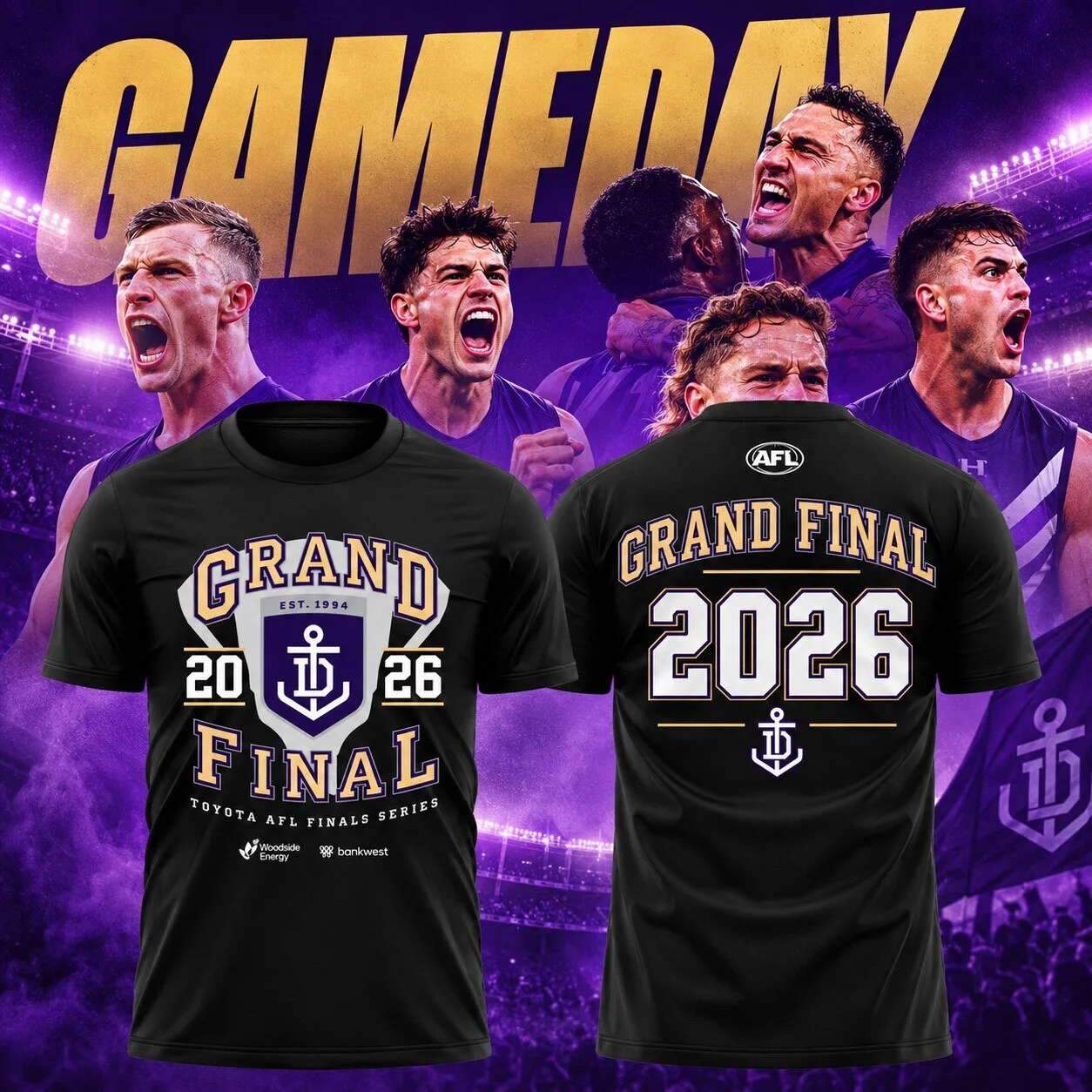 Fremantle Dockers Grand Final 2026 Toyota AFL Finals Series Black T-Shirt
