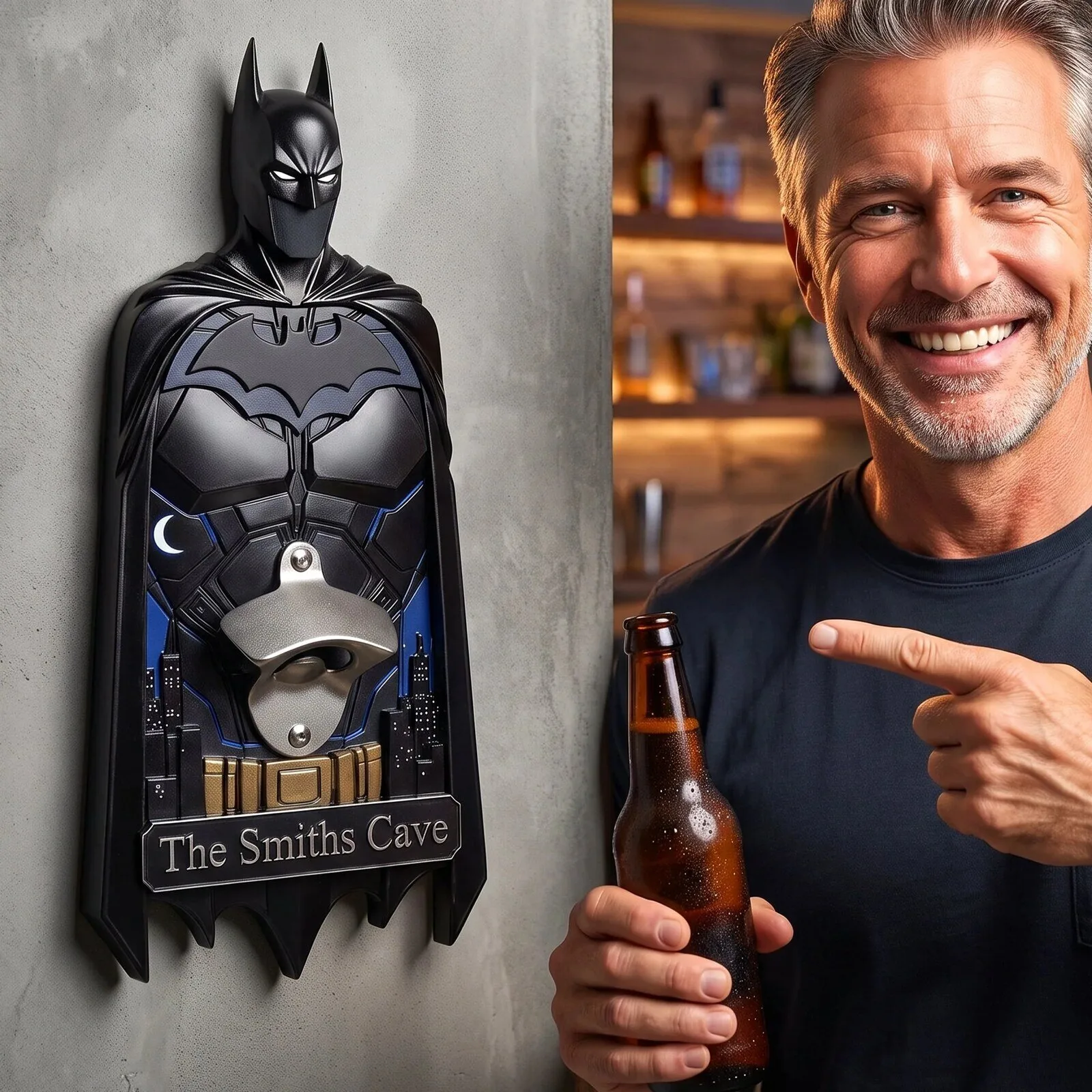Batman Wall Mounted Bottle Opener with Personalized Batcave Sign 11 Batman Wall Mounted Bottle Opener with Personalized Batcave Sign