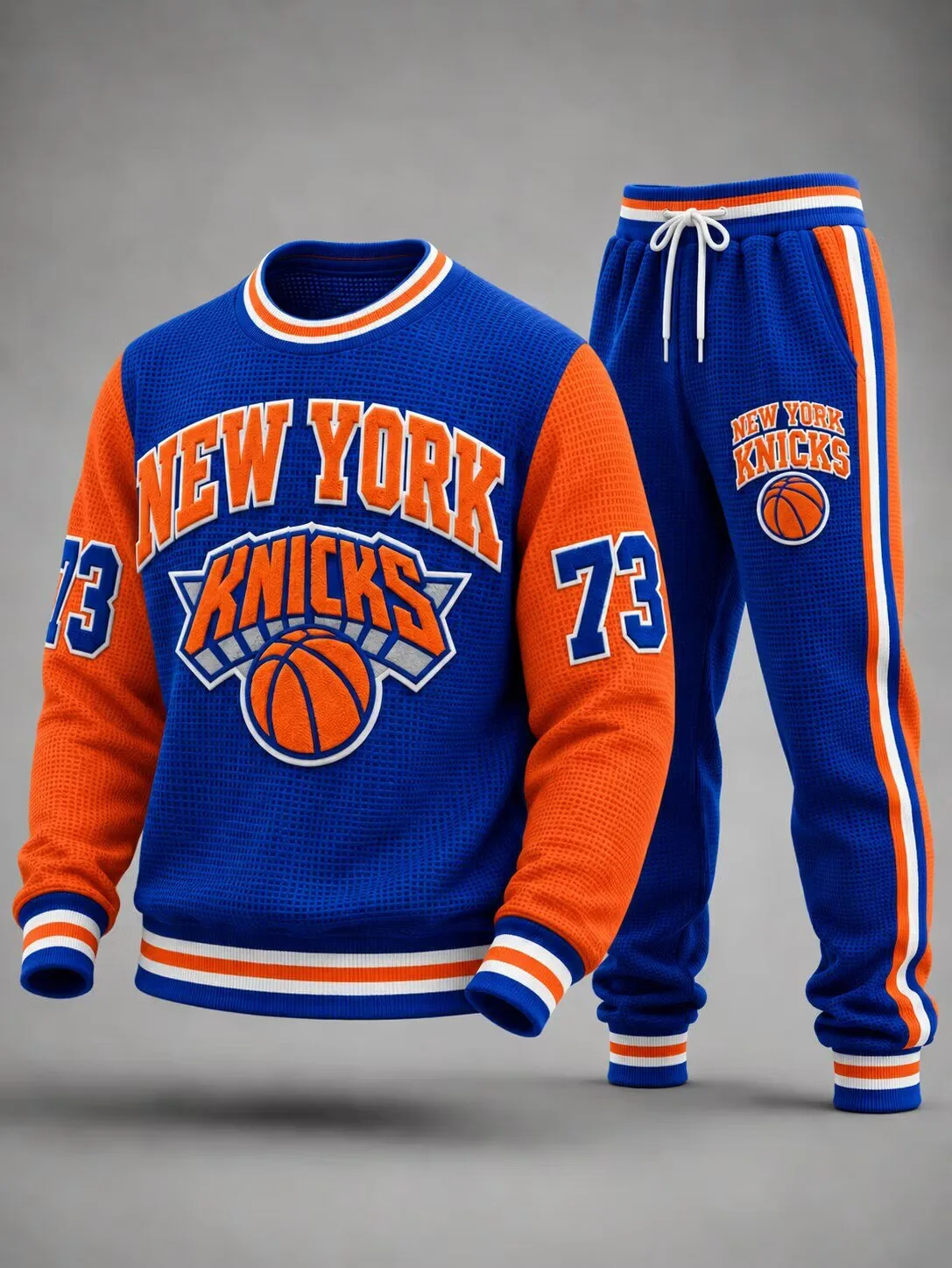 New York Knicks Basketball Team Blue and Orange Unisex Tracksuit Set
