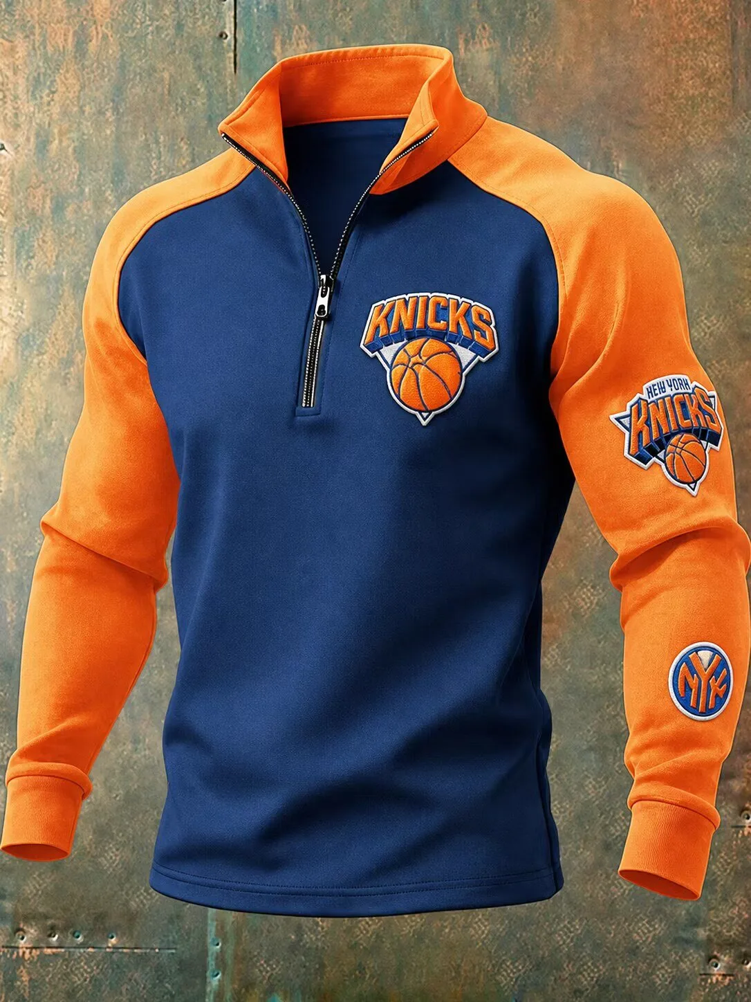 New York Knicks Quarter-Zip Pullover Sweatshirt for Men