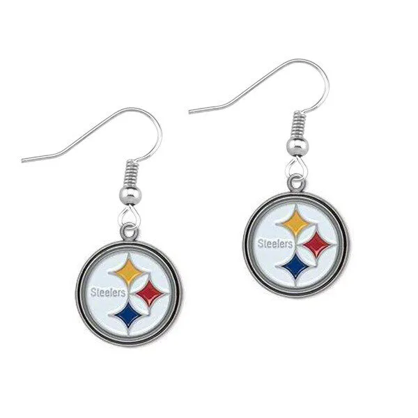 Pittsburgh Steelers NFL Football Team Logo Dangle Earrings