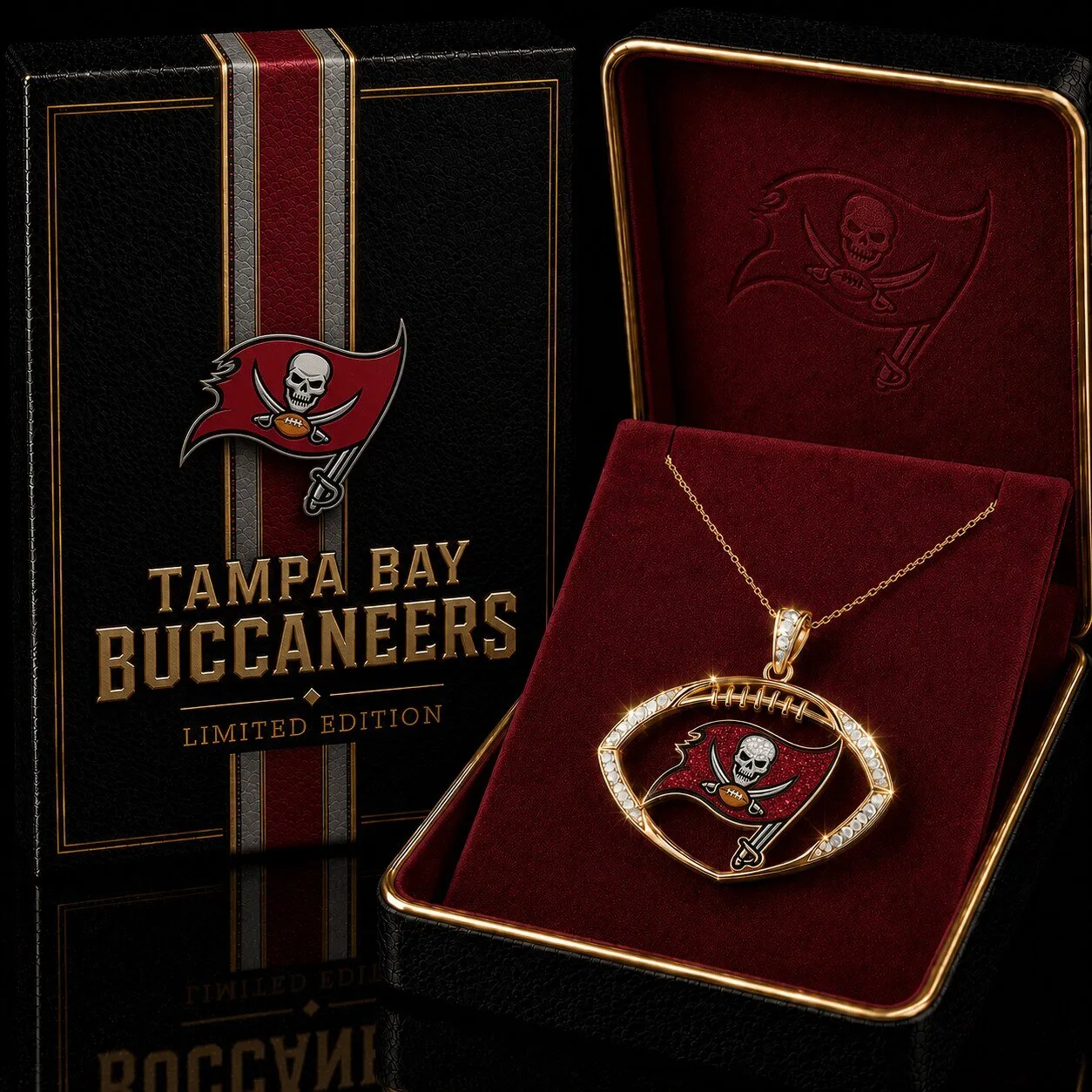 Tampa Bay Buccaneers Football Pendant Necklace with Diamonds