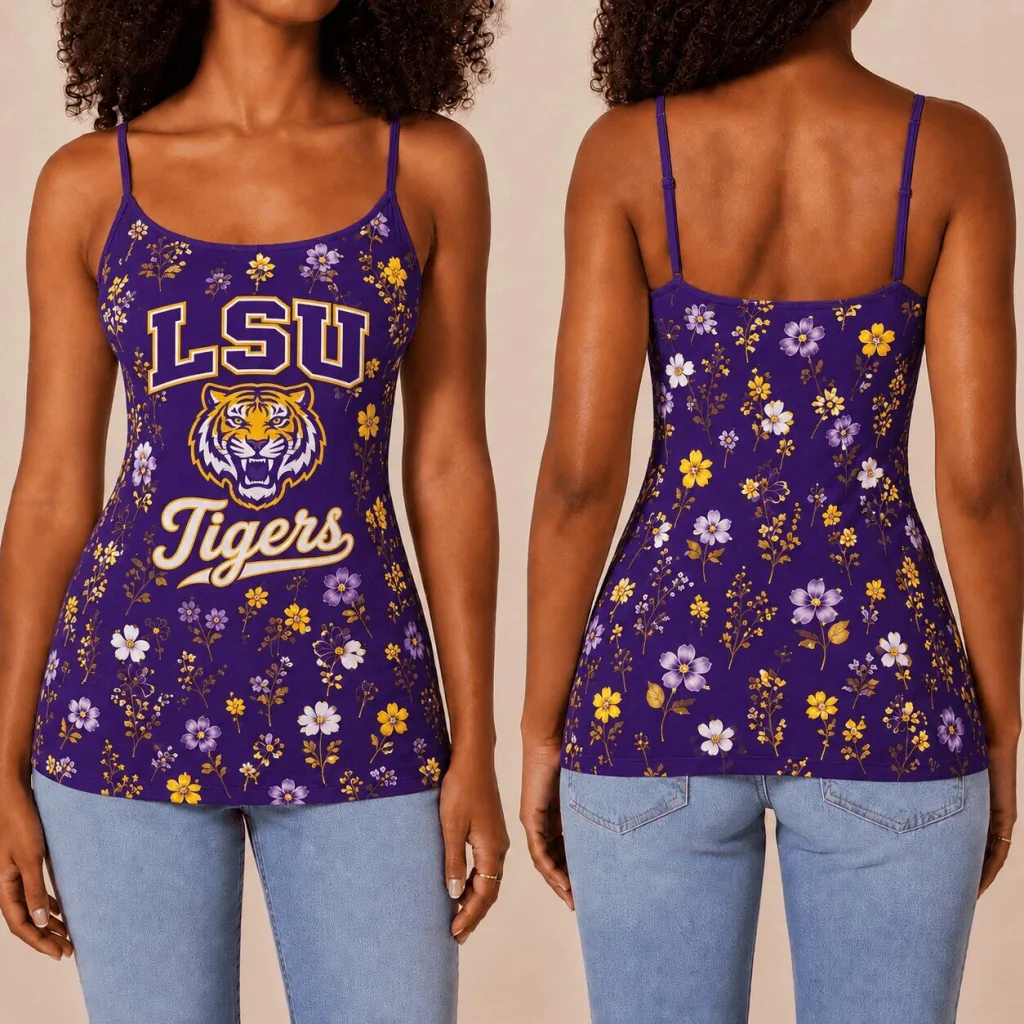 Louisiana State University Tigers Floral Pattern Women's Tank Top Louisiana State University Tigers Floral Pattern Women's Tank Top