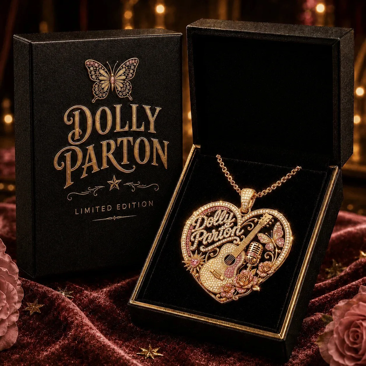 Dolly Parton Limited Edition Gold Heart Pendant Necklace with Diamonds