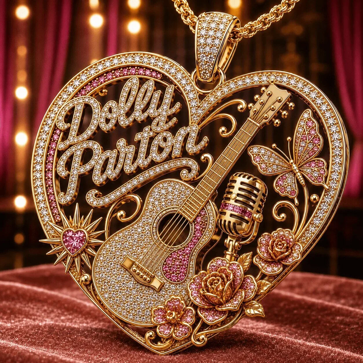 Dolly Parton Limited Edition Gold Heart Pendant Necklace with Diamonds