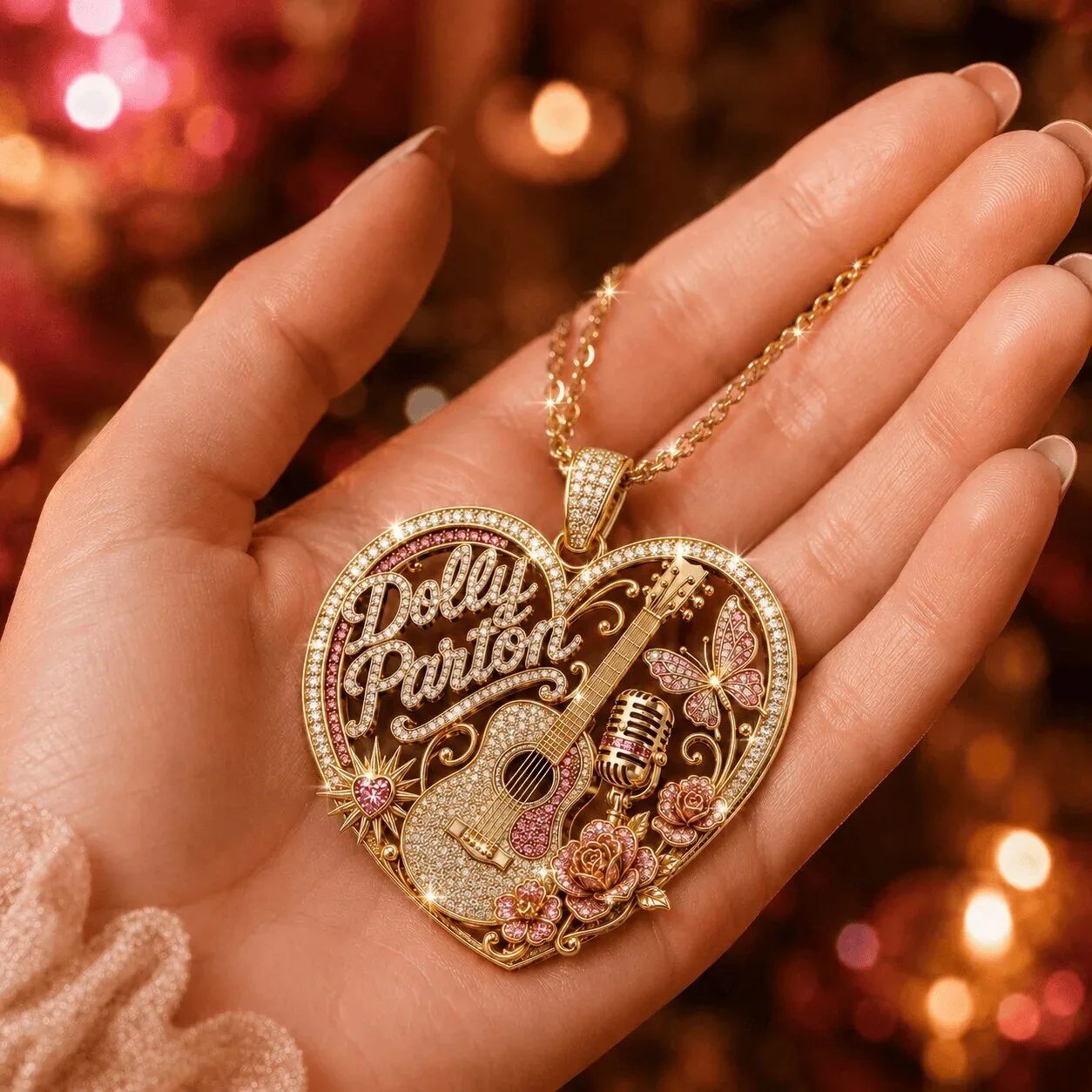 Dolly Parton Limited Edition Gold Heart Pendant Necklace with Diamonds 6 Dolly Parton Limited Edition Gold Heart Pendant Necklace with Diamonds