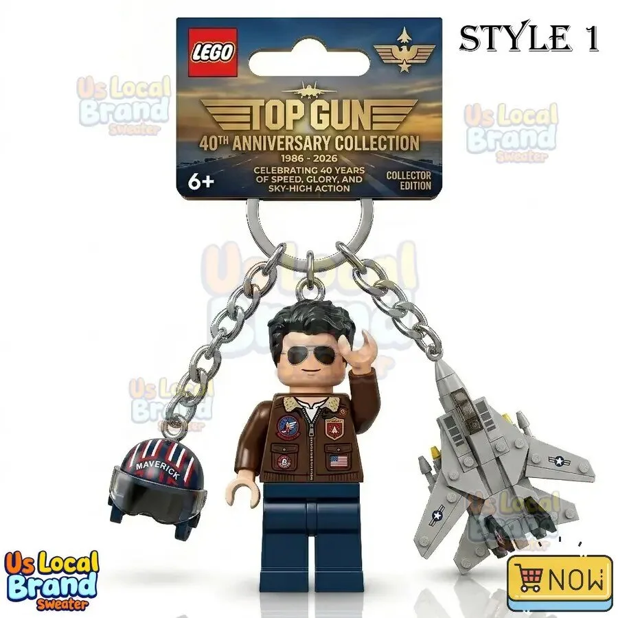 Top Gun Maverick Goose Iceman F-14 F-18 F-16 Pilot Lego Keychain Set