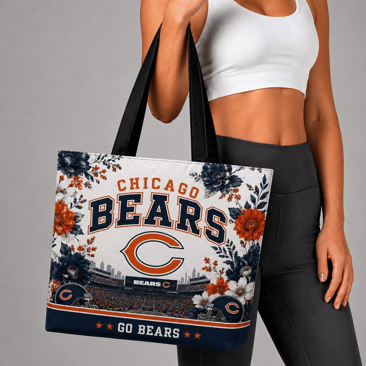 Chicago Bears Floral Stadium NFL Football Shoulder Bag