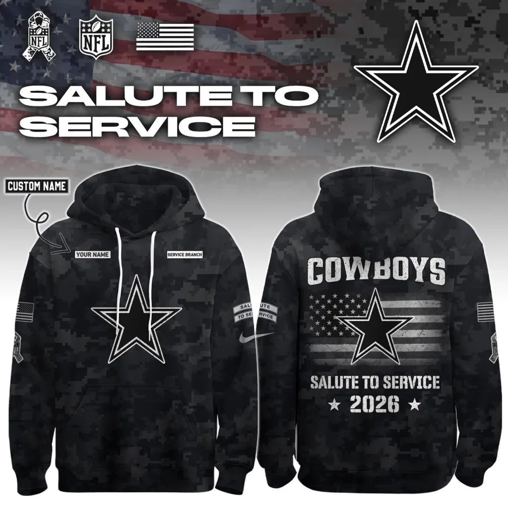 Dallas Cowboys Salute To Service 2026 Custom Name And Branch Hoodie Dallas Cowboys Salute To Service 2026 Custom Name And Branch Hoodie