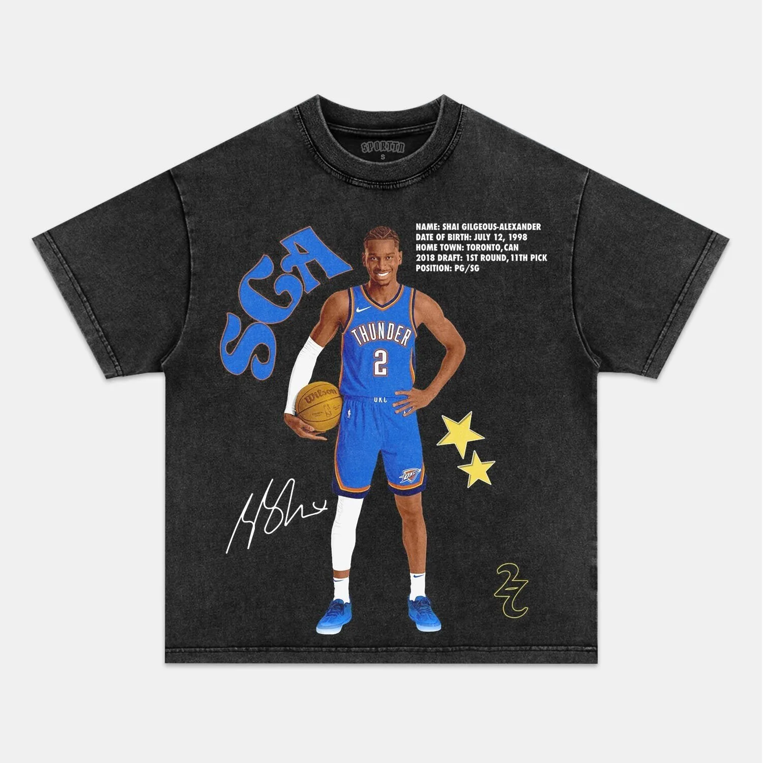 Oklahoma City Thunder T-Shirt Featuring Shai Gilgeous-Alexander, Basketball Star