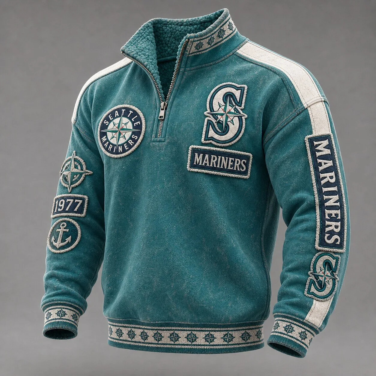 Seattle Mariners Quarter-Zip Stand Collar Sweatshirt