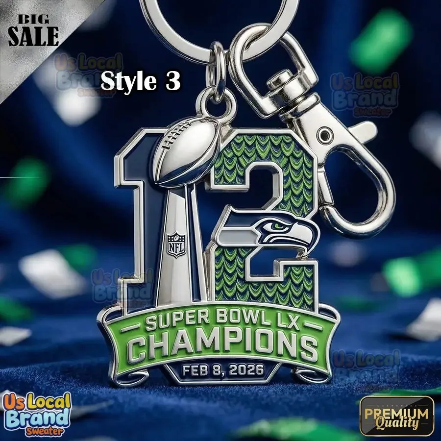 Seattle Seahawks Super Bowl Champions 2026 Football Helmet Keychain 7 Seattle Seahawks Super Bowl Champions 2026 Football Helmet Keychain