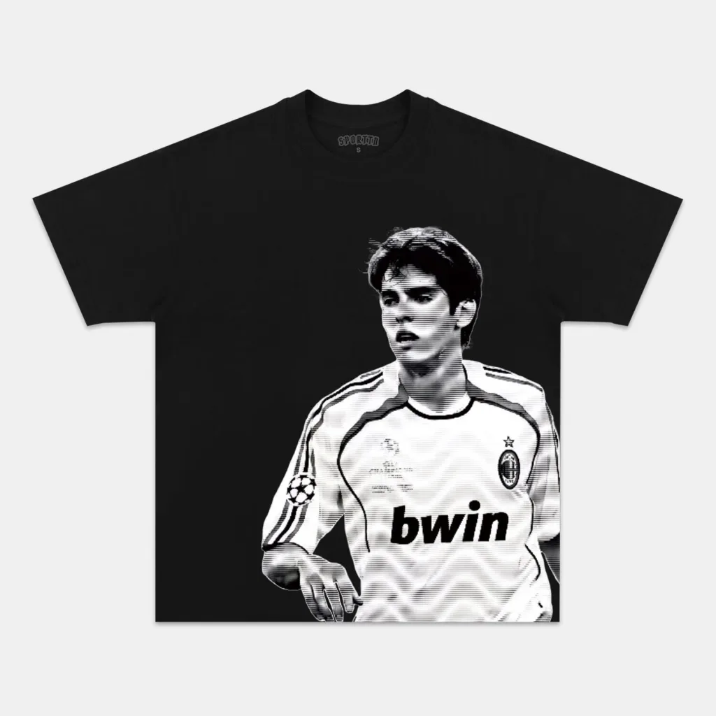 Kaká Brazilian Footballer Portrait Graphic Print Black T-Shirt Kaká Brazilian Footballer Portrait Graphic Print Black T-Shirt