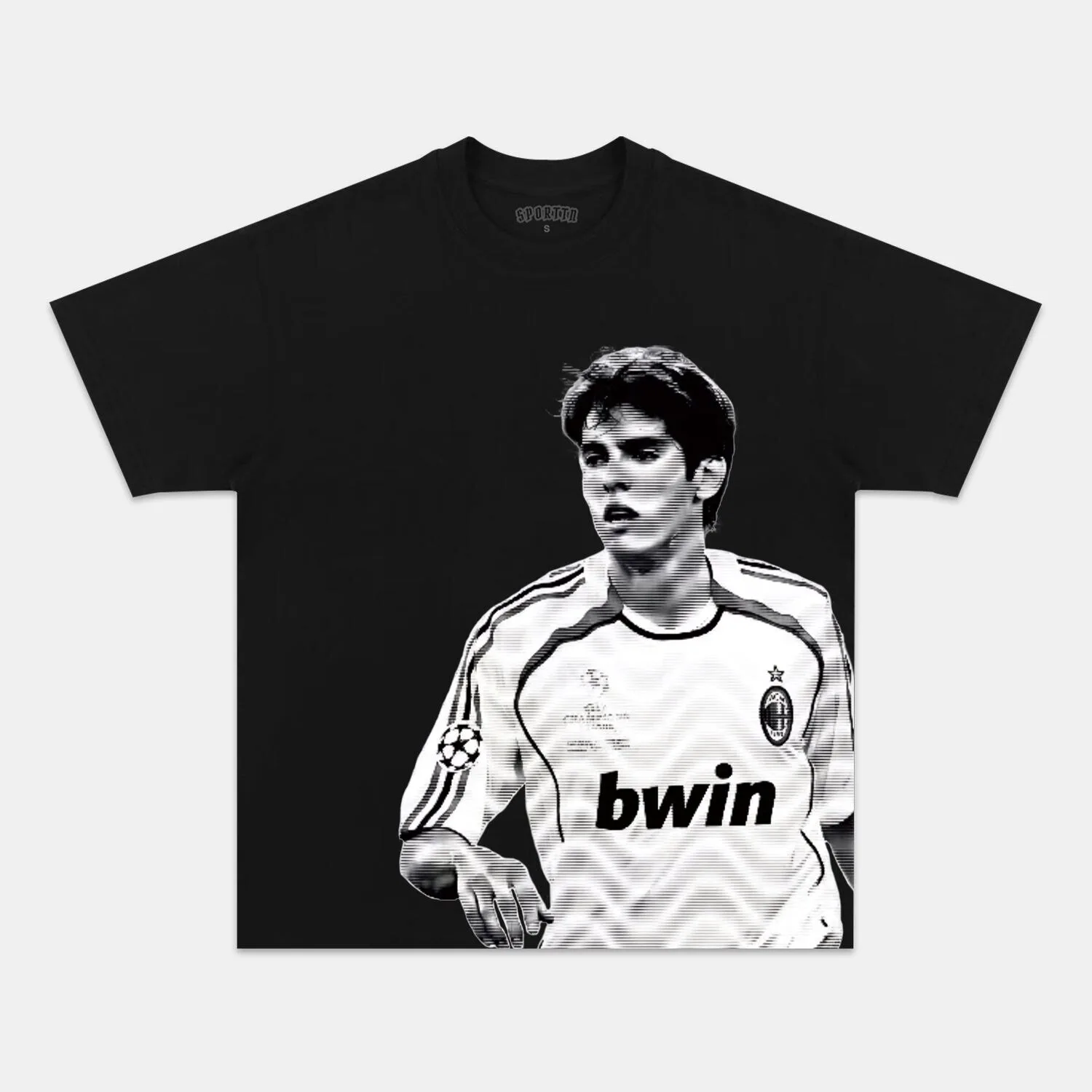 Kaká Brazilian Footballer Portrait Graphic Print Black T-Shirt