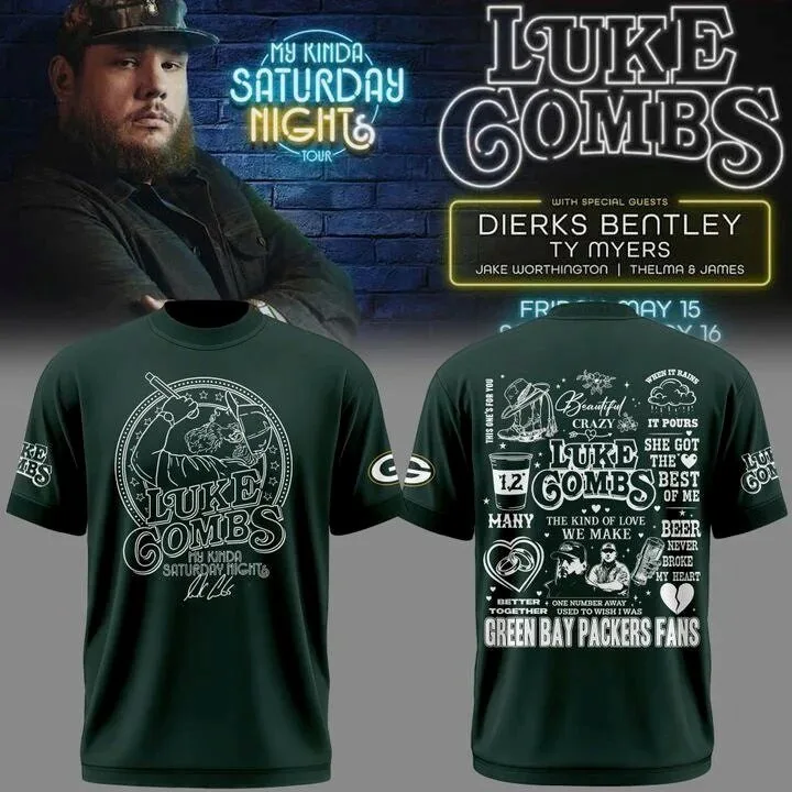 Green Bay Packers T-Shirt for Luke Combs My Kinda Saturday Night Tour at Lambeau Field