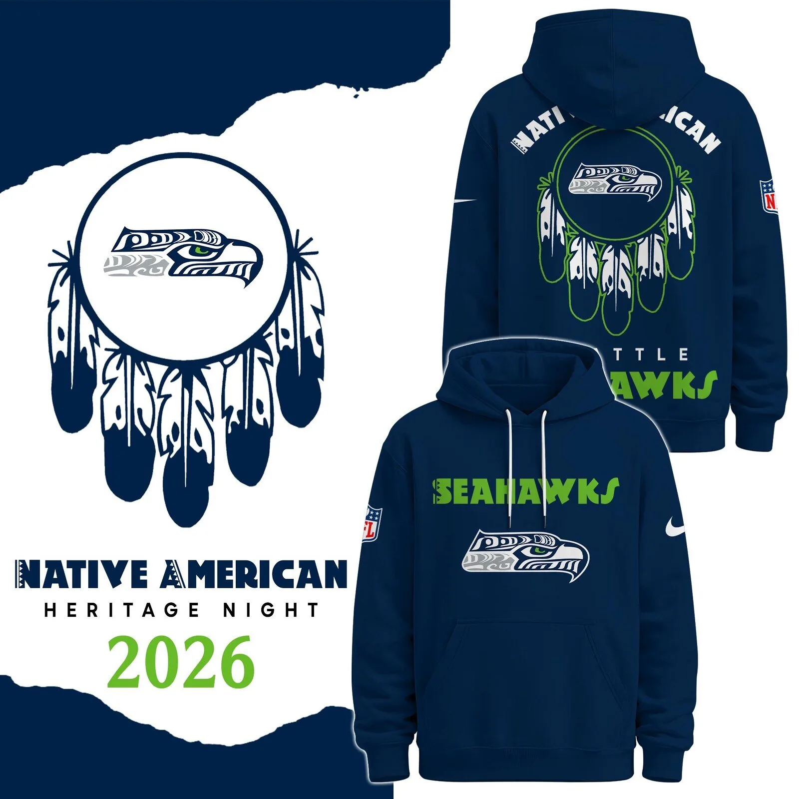 Seattle Seahawks Native American Heritage Night 2026 NFL Football Hoodie