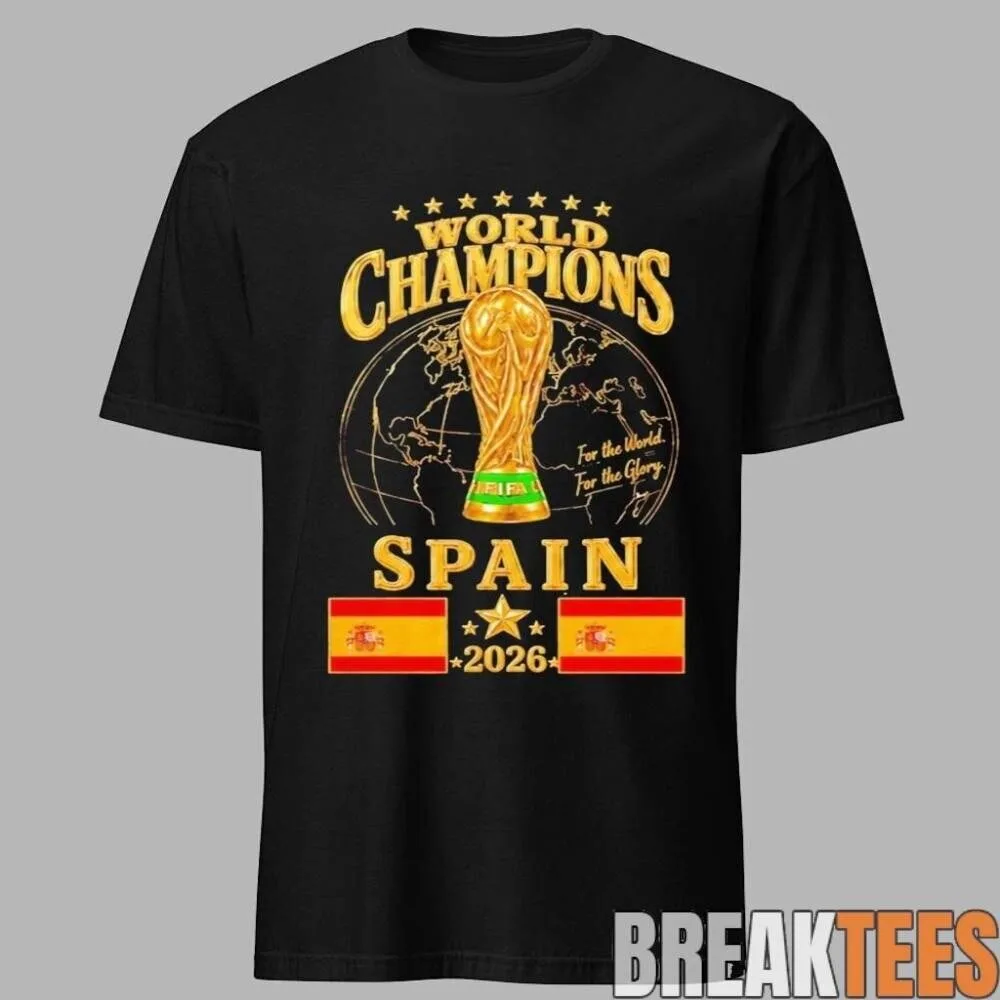Spain World Champions 2026 FIFA World Cup Celebration Black T-Shirt