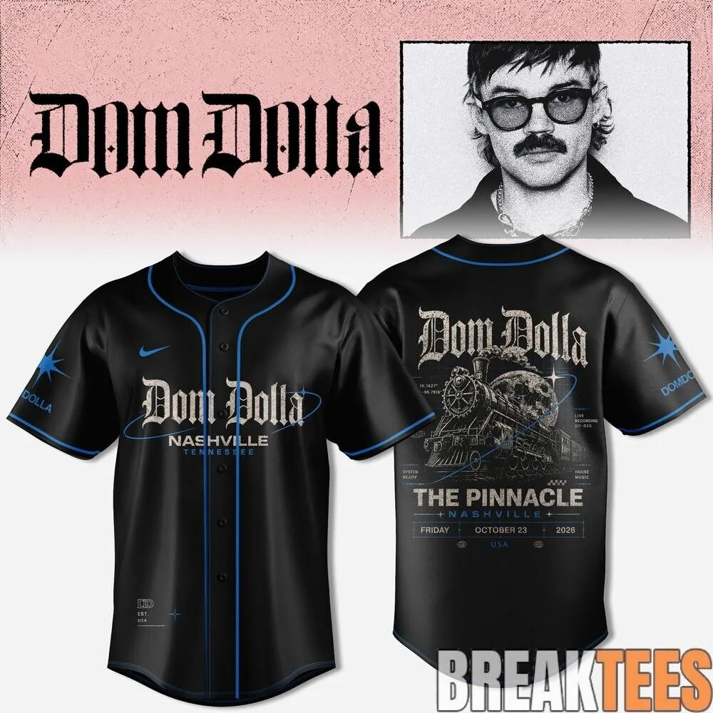 Dom Dolla The Pinnacle Nashville Tour 2026 Baseball Jersey 1 Dom Dolla The Pinnacle Nashville Tour 2026 Baseball Jersey
