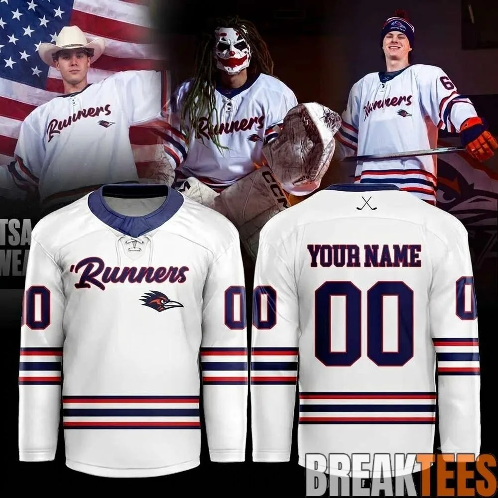 UTSA Roadrunners Custom White Script Runners Ice Hockey Jersey