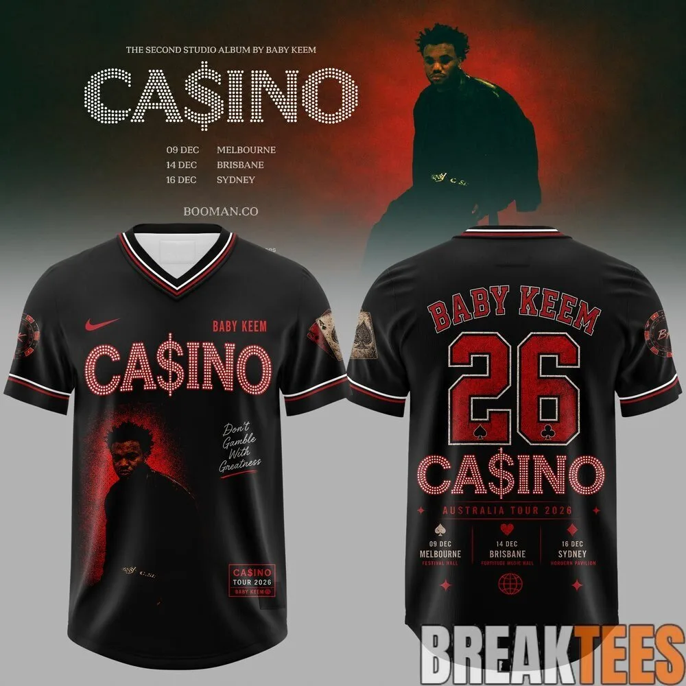 Baby Keem Casino 2026 Australia Tour Black Football Jersey 1 Baby Keem Casino 2026 Australia Tour Black Football Jersey