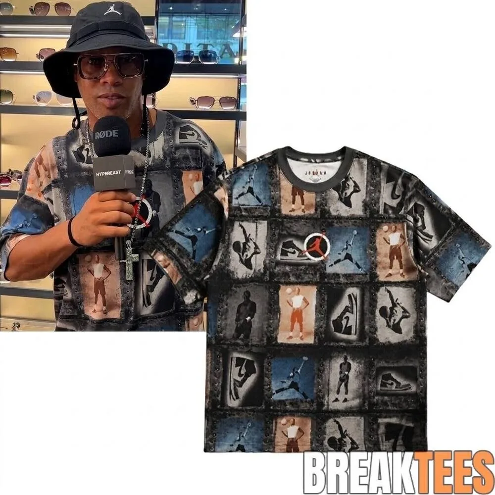 Ronaldinho Jordan Brand Photo Collage Graphic Print T-Shirt 1 Ronaldinho Jordan Brand Photo Collage Graphic Print T-Shirt