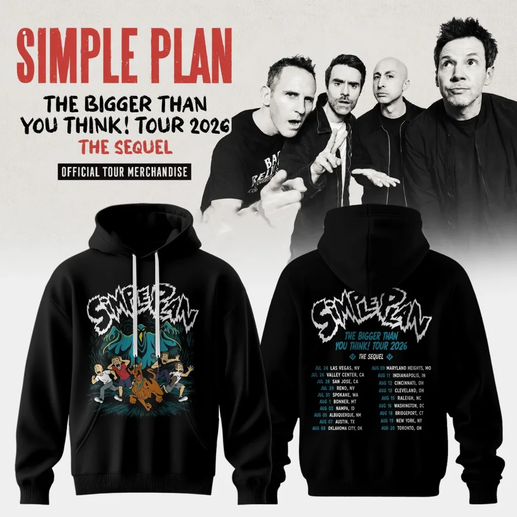 Black Hoodie for Simple Plan's The Bigger Than You Think Tour 2026 Black Hoodie for Simple Plan's The Bigger Than You Think Tour 2026