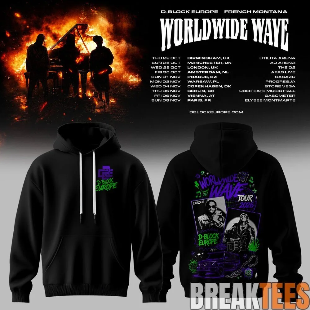 D-Block Europe Worldwide Wave Tour 2026 Concert Schedule Black Hoodie